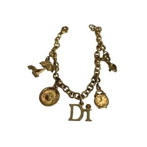 Vintage Gold Tone Beach Theme Charm Bracelet